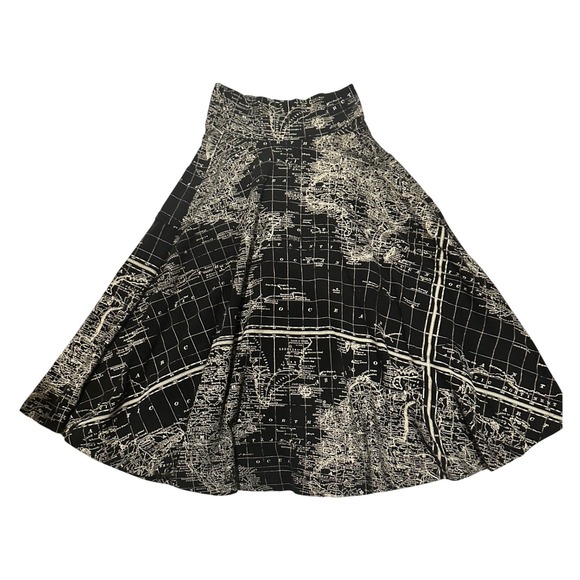 Effie's Heart Dresses & Skirts - Effie's Heart Skirt Women XS Black Map Print A-Line Midi Pockets Excellent